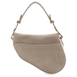 Dior-Dior Gray Mini Velvet Crystal Embellished Saddle-Brown