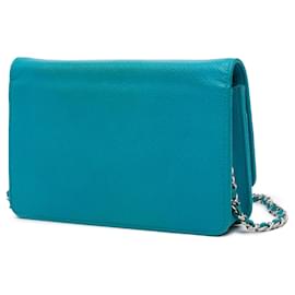 Chanel-Chanel Blue Caviar Bicolor CC Wallet On Chain-Blue,Other