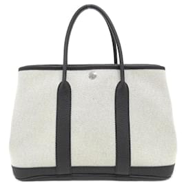 Hermès-Sac à main Garden Party d'Hermès-Noir,Écru