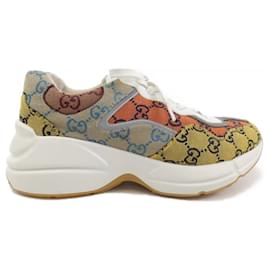 Gucci-Tênis Gucci bege, laranja e amarelo-Bege,Laranja,Amarelo