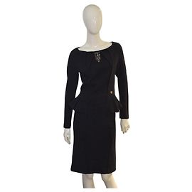Roberto Cavalli Wollkleid in Anthrazitgrau Cocktailkleid Anthrazitgrau