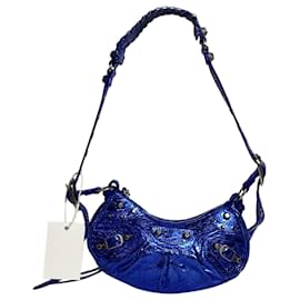 Balenciaga-Balenciaga XS Le Cagole Shoulder Bag in Blue Lambskin Leather-Blue
