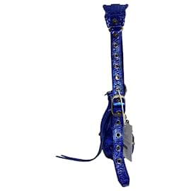 Balenciaga-Balenciaga XS Le Cagole Shoulder Bag in Blue Lambskin Leather-Blue
