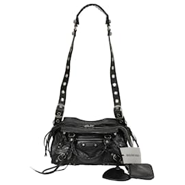 Balenciaga-Balenciaga Neo Cagole XS Handbag in Black Lambskin Leather-Black