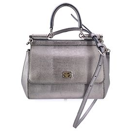 Dolce & Gabbana Leather Handbag Sicily Grey