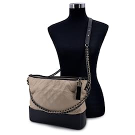Chanel-Chanel Leather Shoulder Bag Gabrielle-Brown,Beige