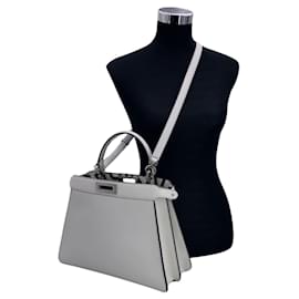 Fendi-Sac à main en cuir Fendi Peekaboo IseeU-Blanc