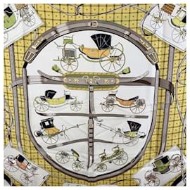 Hermès-Hermes Vintage Silk Scarf Carre 90-Yellow