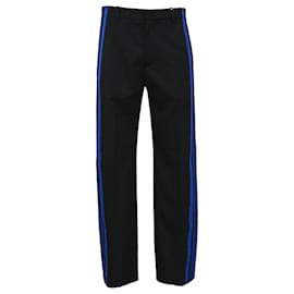 Balenciaga-Balenciaga Striped Twill Trousers in Black Cotton-Black