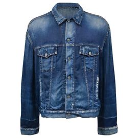 Camicia overshirt in denim trompe l'oeil di Balenciaga in viscosa blu Blu Blu chiaro