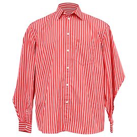 Camicia in cotone rosso con logo ricamato a righe Balenciaga Rosso Bordò