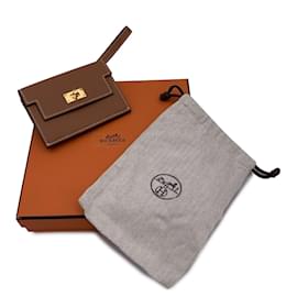 Hermès-Hermes Leather Wallet Kelly Pocket-Brown,Beige