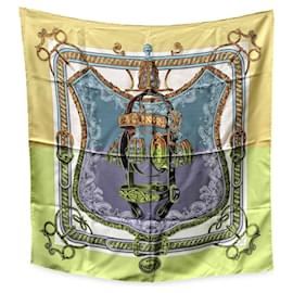 Hermès-Hermes Vintage Silk Scarf Brides de Cour-Yellow