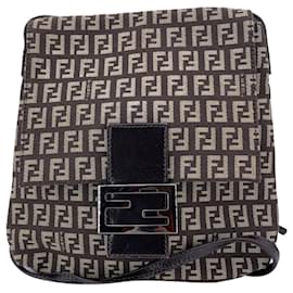 Fendi-Fendi Cloth Crossbody Bag FF-Brown