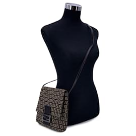 Fendi-Fendi Cloth Crossbody Bag FF-Brown
