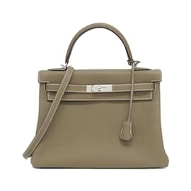 Hermès-Sac à main Hermes Kelly 32 cm en gris Etoupe-Taupe