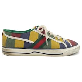 Gucci-Tênis Gucci em verde, vermelho e amarelo-Vermelho,Verde,Amarelo