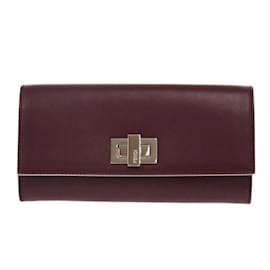 Fendi-Fendi Peekaboo Leather Long Wallet-Dark red