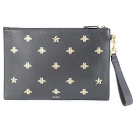 Gucci-Gucci 495066 Beast Leather Second Bag-Black