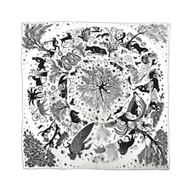 Hermès-Hermes Carré Geant 140 Sous le Charme d'Orphee Scarf-Black,White