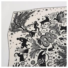 Hermès-Hermes Carré Geant 140 Sous le Charme d'Orphee Scarf-Black,White