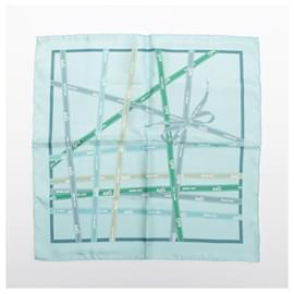 Hermès-Hermes Carre 45 Bordeaux Ribbon Scarf-Light blue