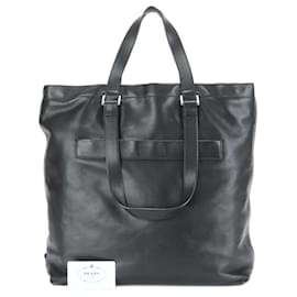Prada-Prada Black Leather Shoulder Bag-Black