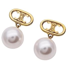 Céline-Celine Triomphe Stud Earrings-Golden