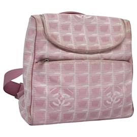 Chanel-CHANEL New Travel Line Backpack Canvas Pink CC Auth BD376-Pink