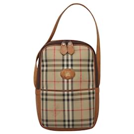 Autre Marque-Burberrys Nova Check Blue Label Shoulder Bag Canvas Beige Auth ti2830-Beige