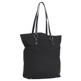 Salvatore Ferragamo Gancini Tote Bag Canvas Black Silver Auth bs23065 Black Silvery