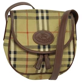 Autre Marque-Burberrys Nova Check Shoulder Bag PVC Leather Beige Auth EC421-Beige