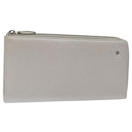 CHANEL Camelia Long Wallet Leather Silver CC Auth am7960 Silvery