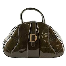 Dior-Saddle handbag in patent leather-Khaki