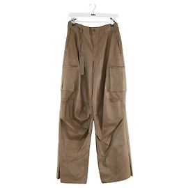 Salvatore Ferragamo Calças de couro retas Marrom