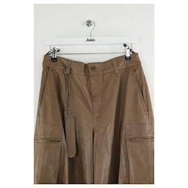 Salvatore Ferragamo-Straight leather pants-Brown