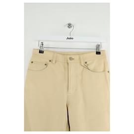 Acne-Straight leather pants-Beige