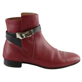 Hermès-Leather boots-Dark red