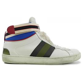 Gucci-Tênis Gucci verdes, vermelhos e brancos-Branco,Vermelho,Verde