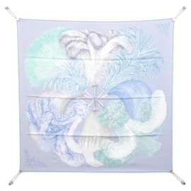 Hermès-Hermes PLUMETS ET PANACHES Silk Scarf-Blue