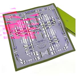 Hermès-Hermes Gavroche 45 Brides de Gala Tartan Scarf-Pink