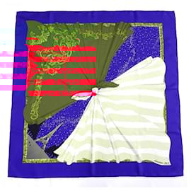 Hermès-Hermes Carré 90 Souvenirs de Paris Silk Scarf-Blue