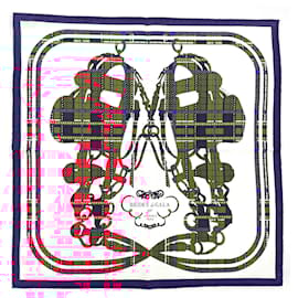 Hermès-Hermes Gavroche 45 Brides de Gala Tartan Scarf-White