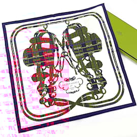 Hermès-Hermes Gavroche 45 Brides de Gala Tartan Scarf-White