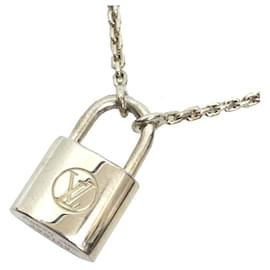 Louis Vuitton-Louis Vuitton Silver Pendant Lockit Necklace-Silvery