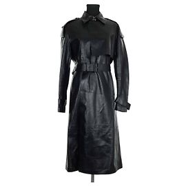 Mackage Black Leather Trench Coat Black