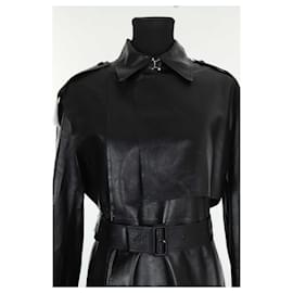 Mackage-Leather trench coat-Black