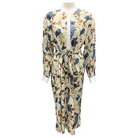 Vestido midi floral mixto caramelo Tory Burch Multicolor