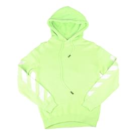 Off White-OFF-WHITE Arrow Logo Hooded Sweatshirt in Lime Green-White