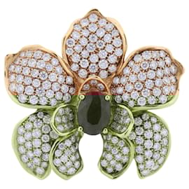 Autre Marque-Carrera Y Carrera Seda Imperial Orchidee Yellow Gold with Ruby and Diamonds, Size 53 EU-Golden